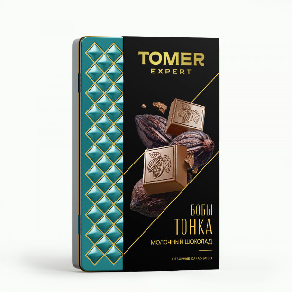 №1 Фабрика Томер металлический бокс Молочный шоколад БОБЫ ТОНКА , 90г в Сатке