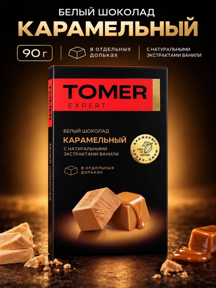  Фабрика Томер  Белый шоколад КАРАМЕЛЬНЫЙ, 90г  в Сатке
